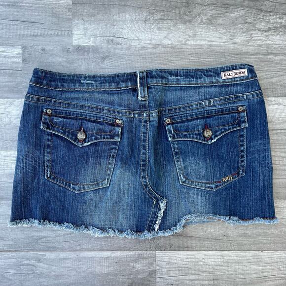 Y2K Mirco Mini Denim Jean Skirt Flap Pockets Kail Size 13 - Picture 1 of 4